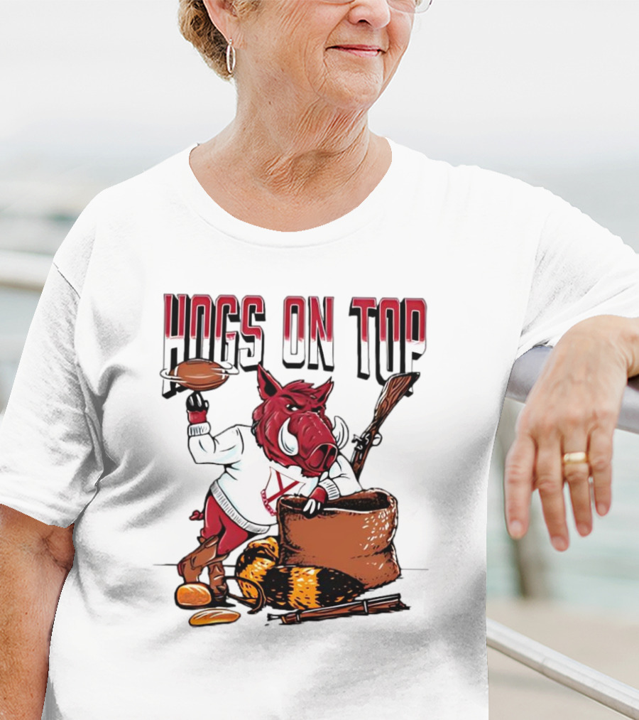 Hogs On Top Arkansas Razorbacks Football T-Shirt
