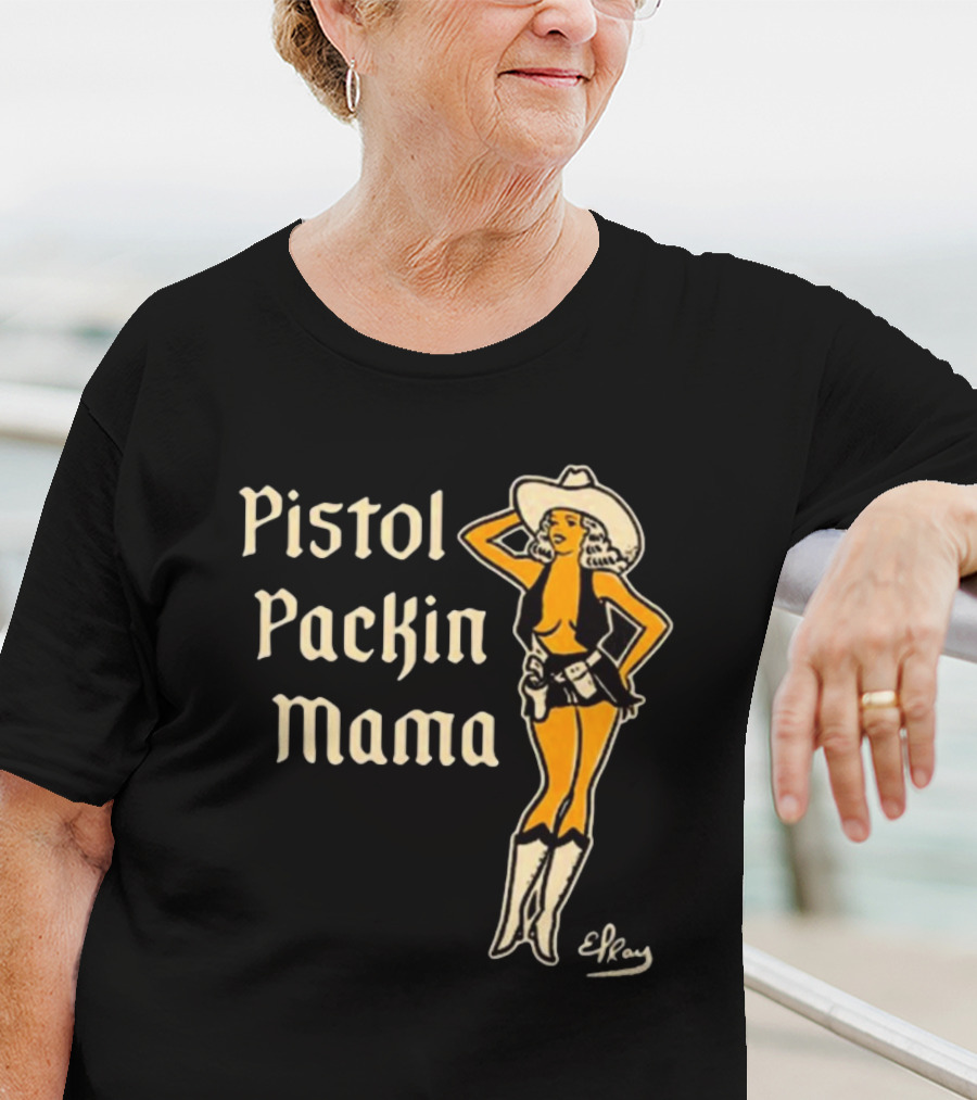 Elrayartist Pistol Packin’ Mama Vintage Cowgirl T-Shirt