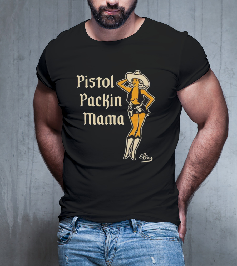 Elrayartist Pistol Packin’ Mama Vintage Cowgirl T-Shirt