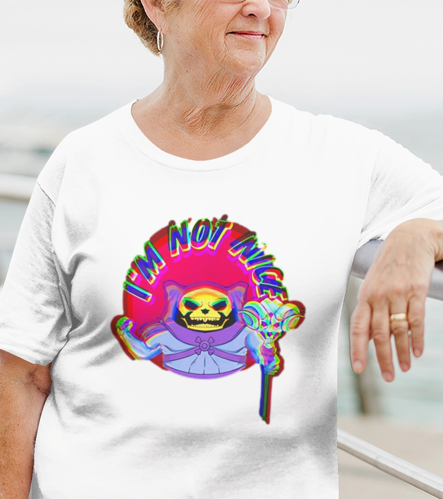 I'm Not Nice Glitch Skull Staff Villain T-Shirt