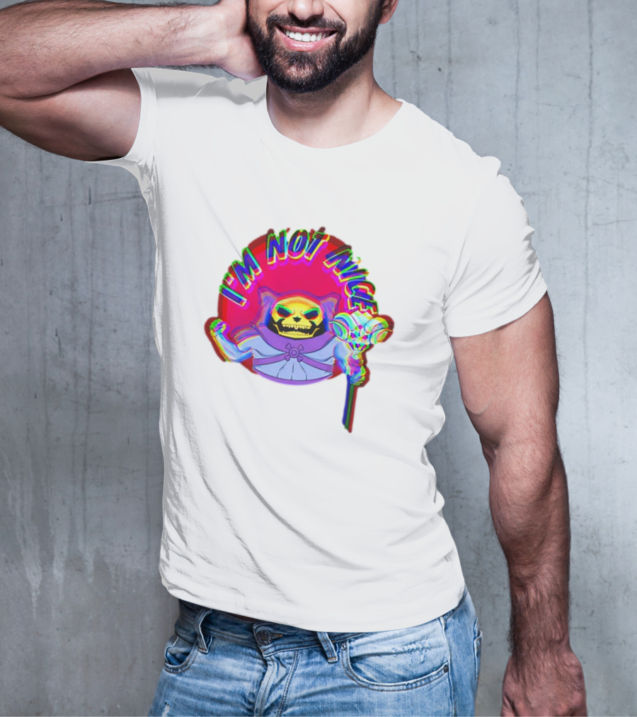 I'm Not Nice Glitch Skull Staff Villain T-Shirt
