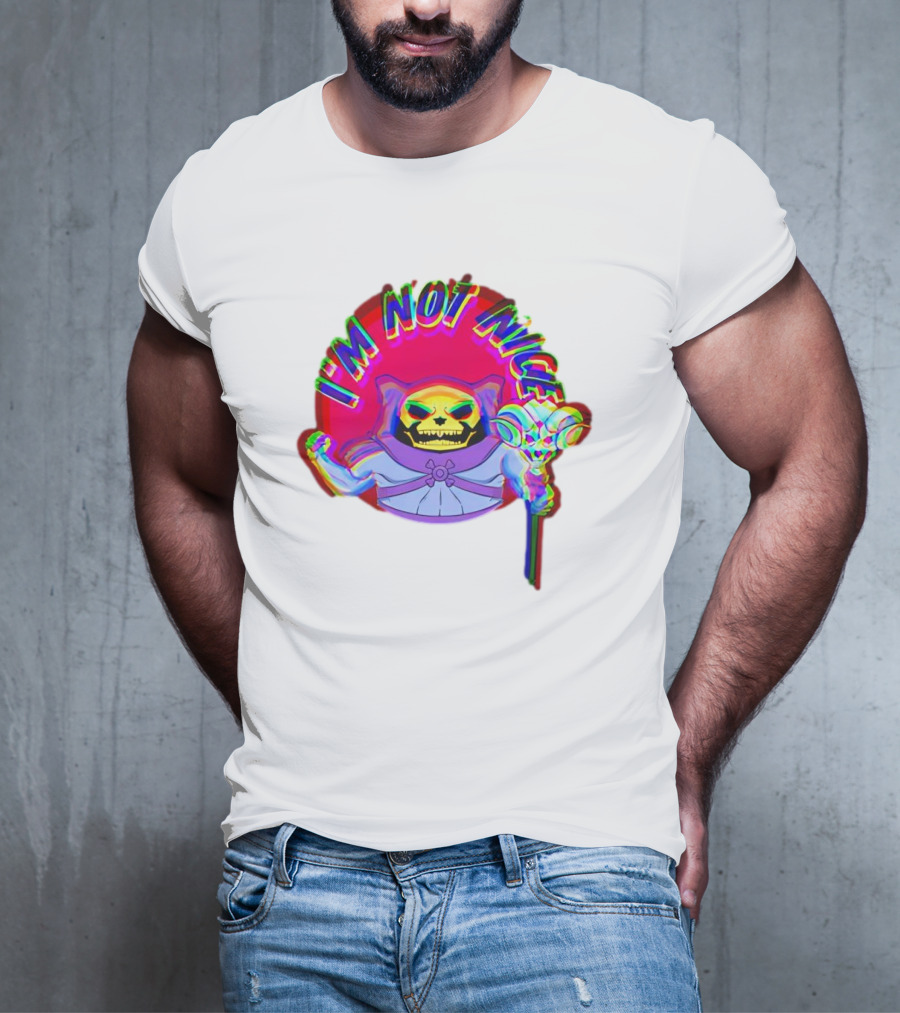 I'm Not Nice Glitch Skull Staff Villain T-Shirt