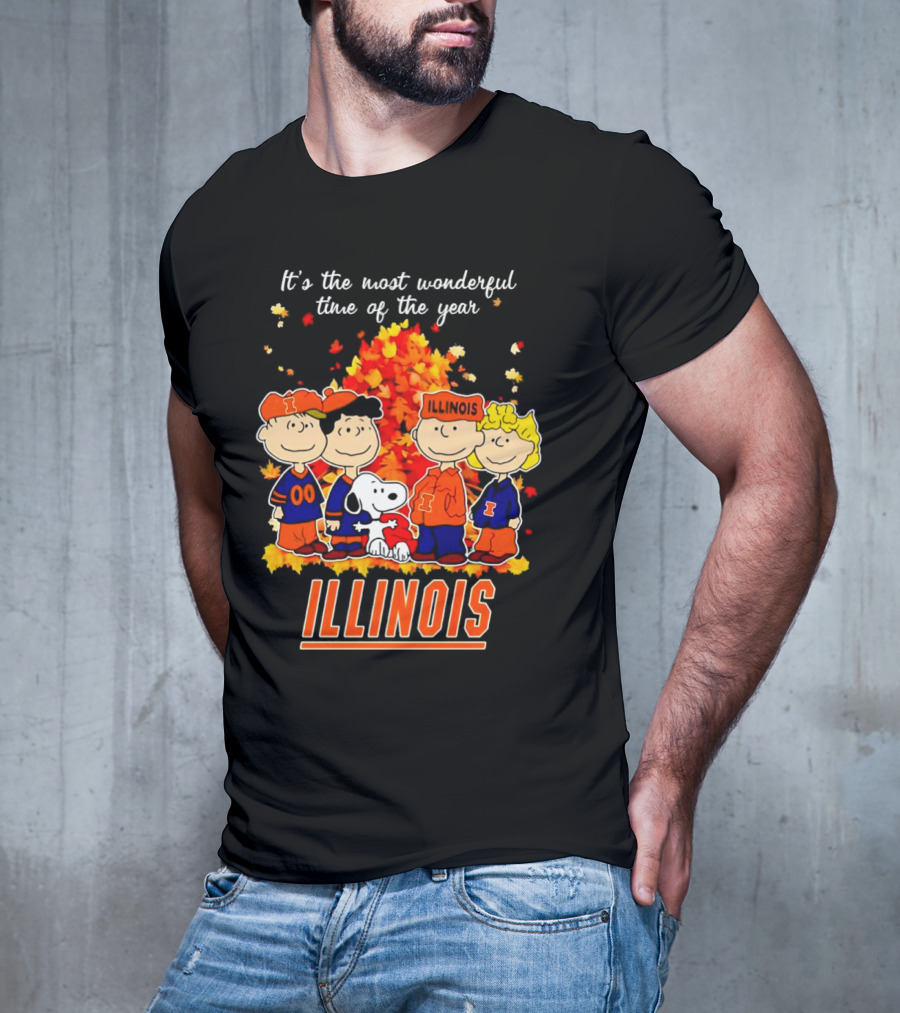 Peanuts Illinois Fall It's The Most Wonderful Time Of The Year Charlie Brown Snoopy Autumn Leaves T-Shirt