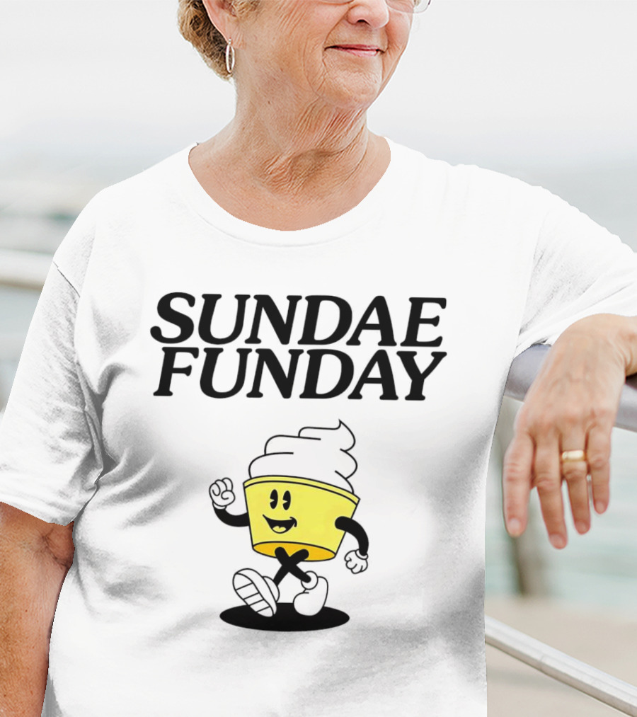 Sundae Funday Smiley Face Walking Ice Cream Cup T-Shirt