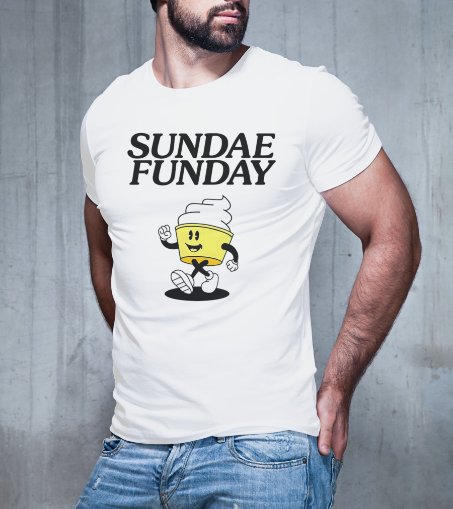 Sundae Funday Smiley Face Walking Ice Cream Cup T-Shirt