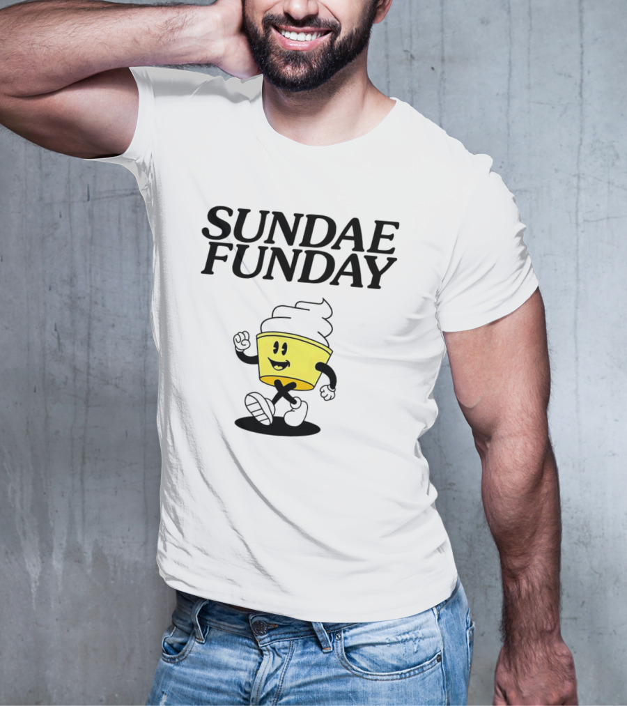 Sundae Funday Smiley Face Walking Ice Cream Cup T-Shirt