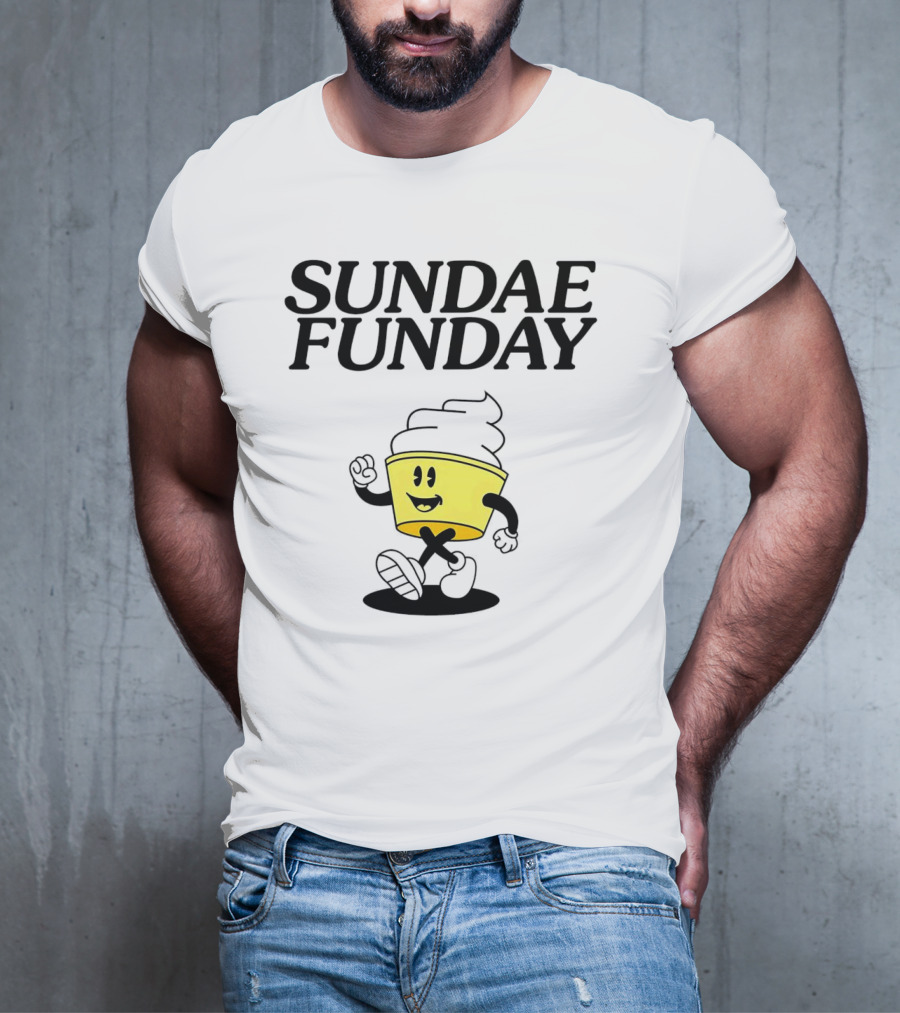Sundae Funday Smiley Face Walking Ice Cream Cup T-Shirt