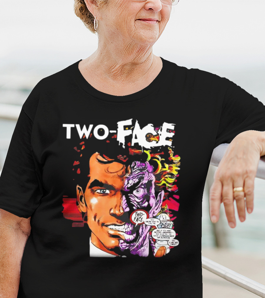 TWO-FACE DC Comics Character Split Face Villain Text Bubble T-Shirt