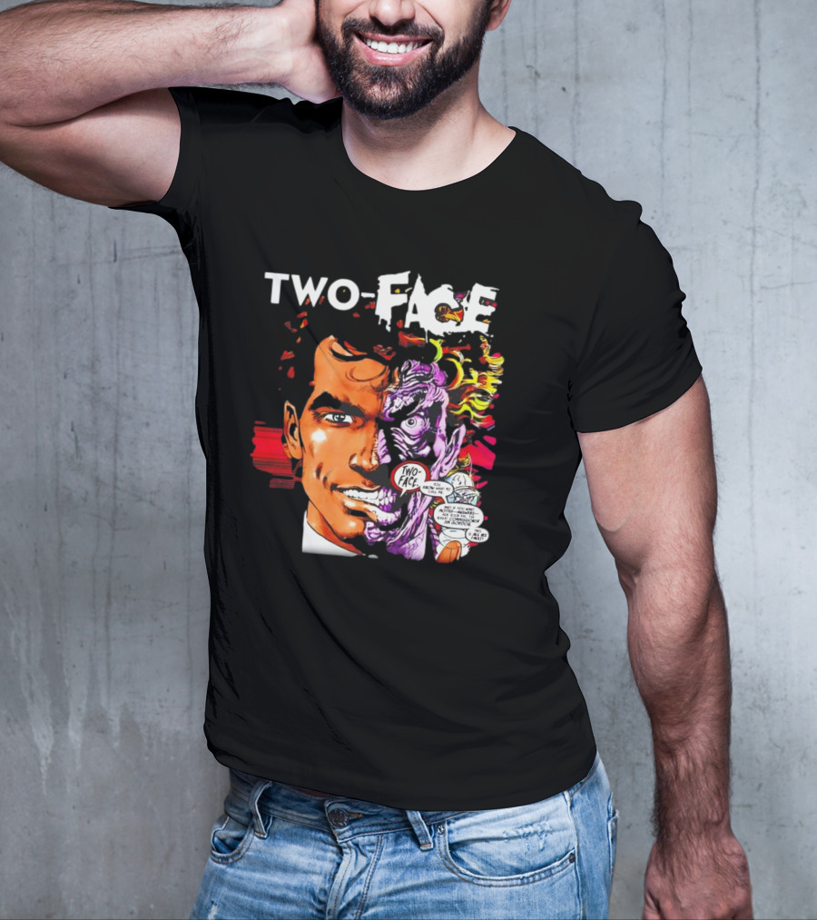 TWO-FACE DC Comics Character Split Face Villain Text Bubble T-Shirt