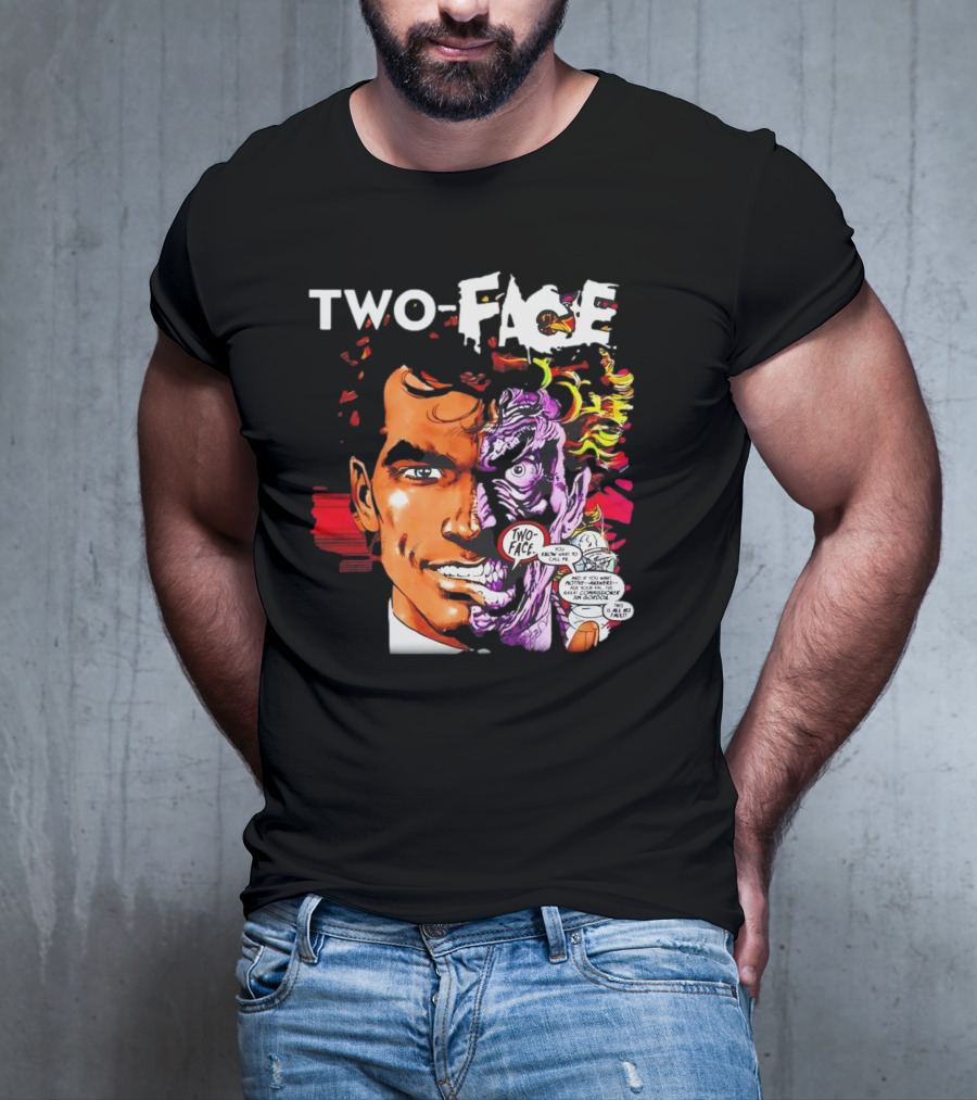 TWO-FACE DC Comics Character Split Face Villain Text Bubble T-Shirt