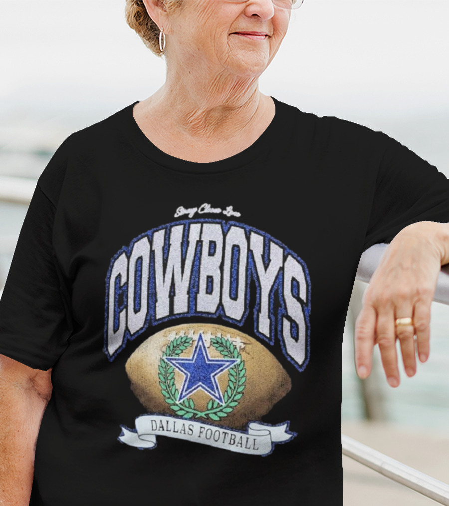Starry Glitter Love Cowboys Dallas Football Retro Tubular Rocker T-Shirt