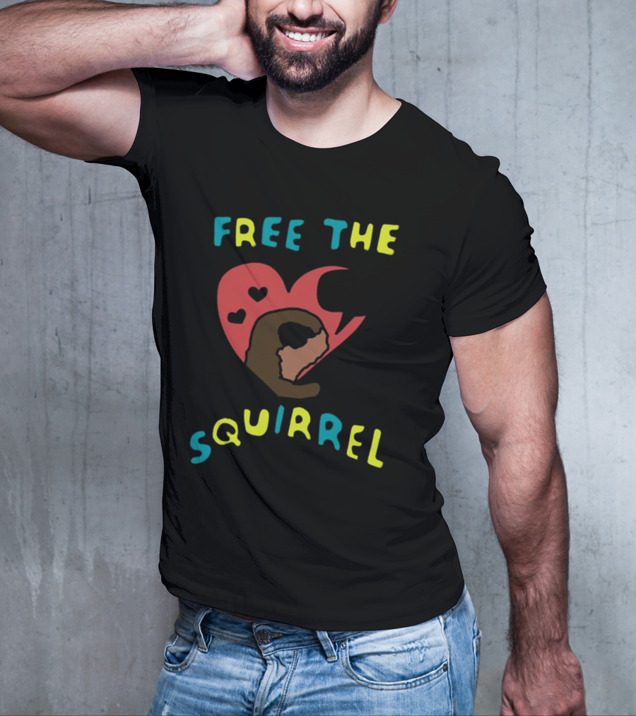 Free The Squirrel I Like Trains Heart Speech Bubble T-Shirt