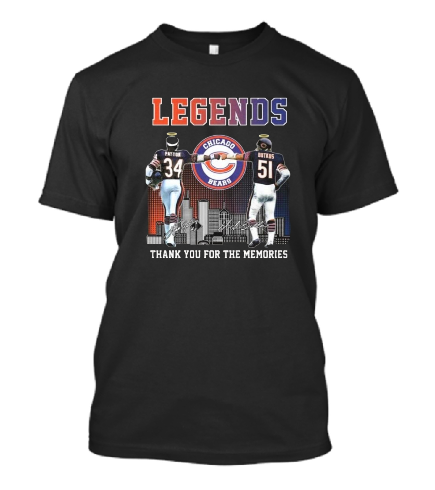 LEGENDS Chicago Bears Payton Butkus Thank You For The Memories Signatures T-Shirt