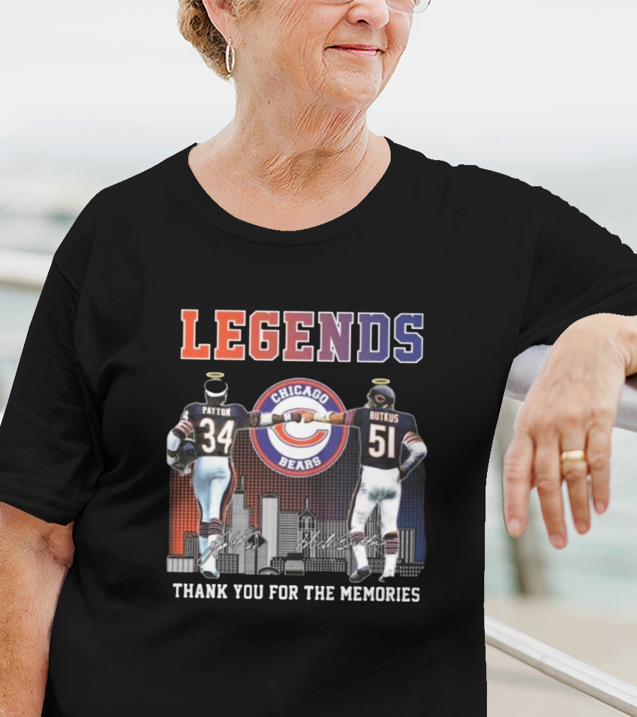 LEGENDS Chicago Bears Payton Butkus Thank You For The Memories Signatures T-Shirt