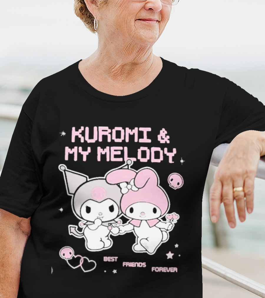Kuromi And My Melody Best Friends Forever Skull Cute And Heart T-Shirt