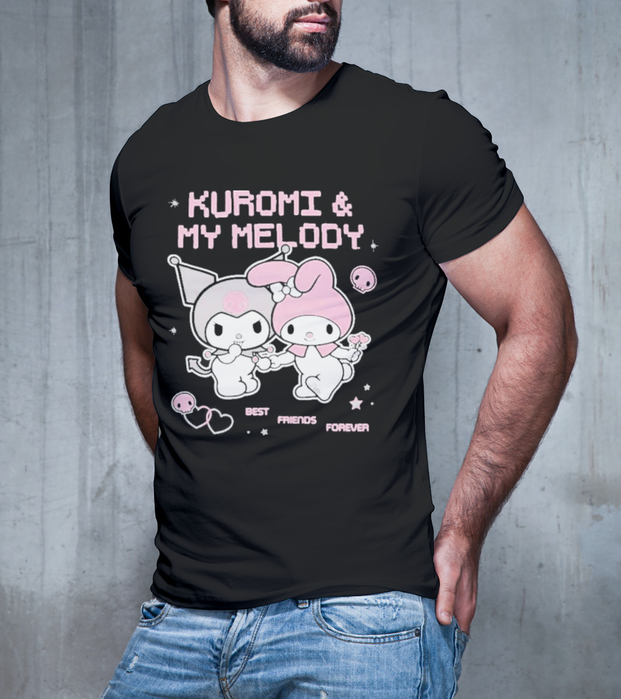 Kuromi And My Melody Best Friends Forever Skull Cute And Heart T-Shirt