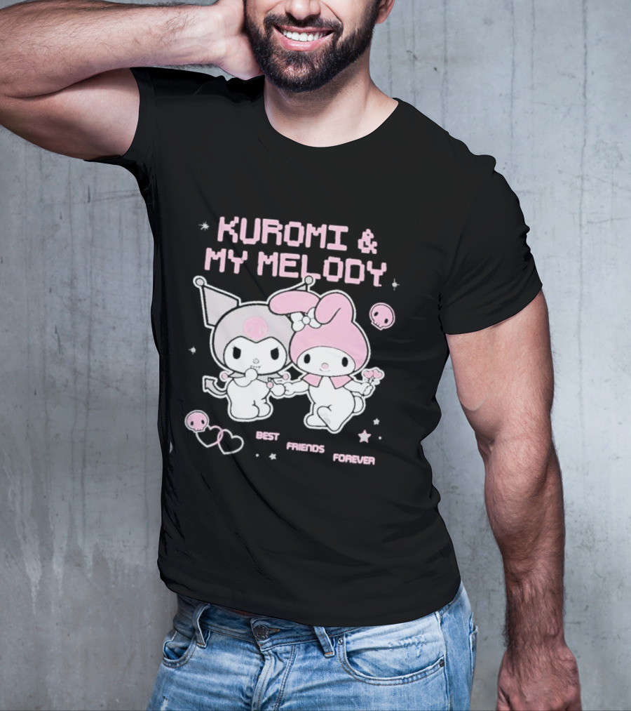 Kuromi And My Melody Best Friends Forever Skull Cute And Heart T-Shirt
