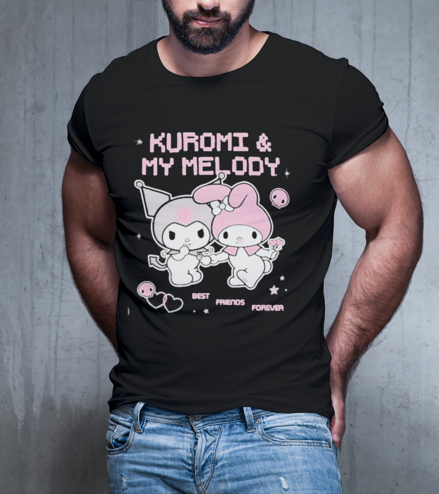 Kuromi And My Melody Best Friends Forever Skull Cute And Heart T-Shirt
