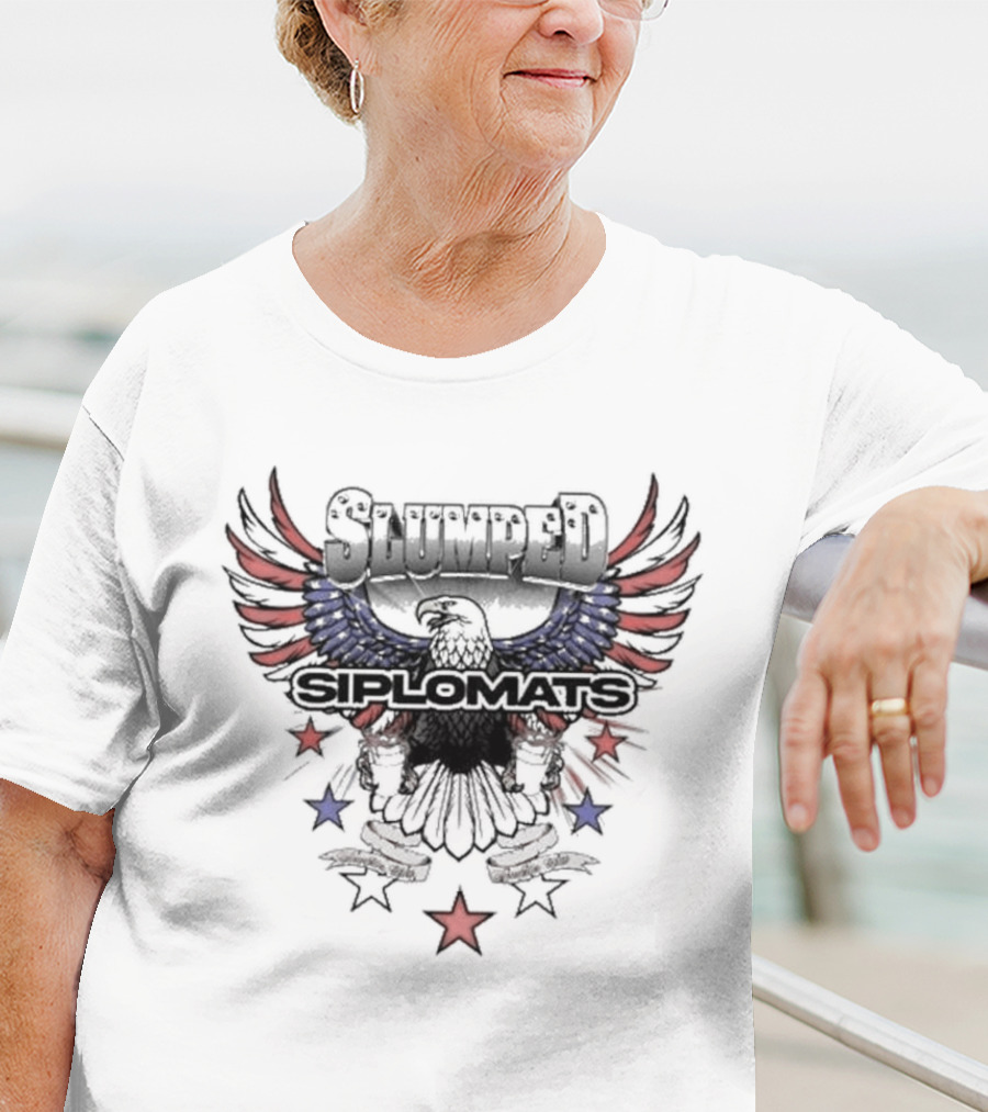 Slumped Siplomats Eagle Wings Red Blue Stars T-Shirt
