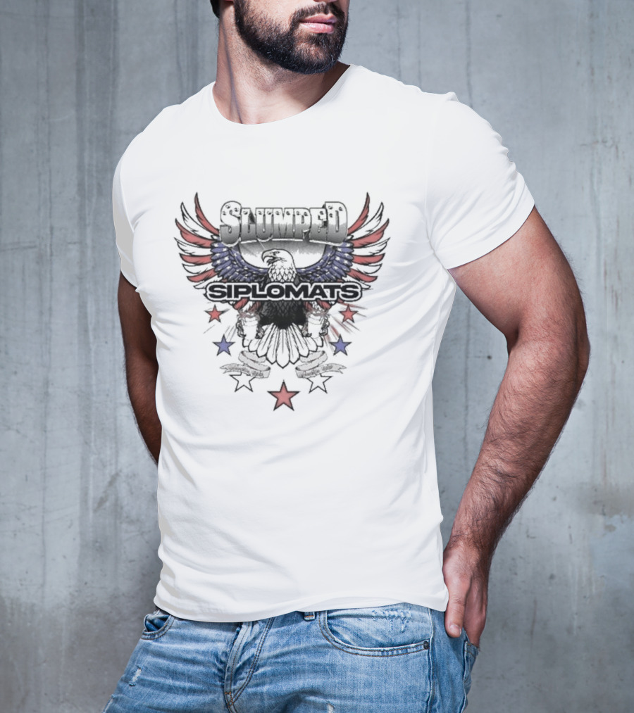 Slumped Siplomats Eagle Wings Red Blue Stars T-Shirt