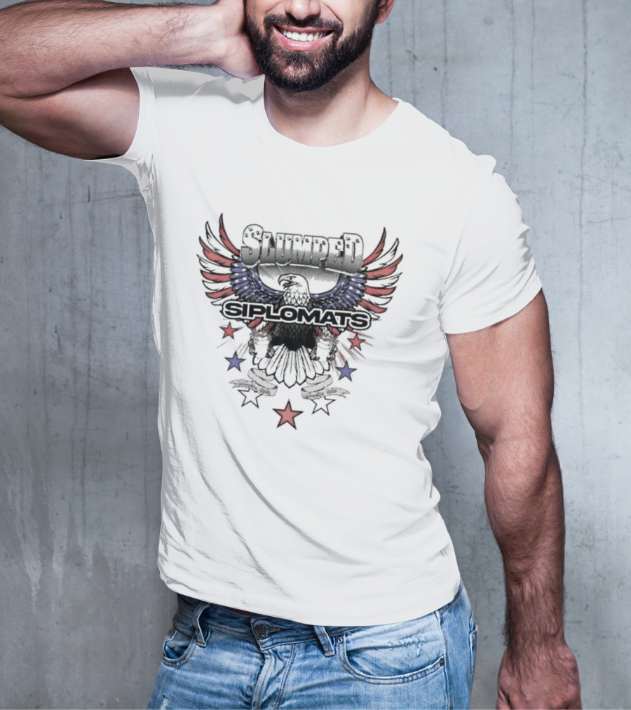 Slumped Siplomats Eagle Wings Red Blue Stars T-Shirt