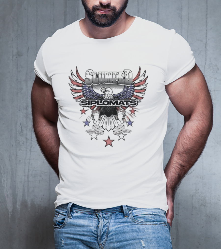 Slumped Siplomats Eagle Wings Red Blue Stars T-Shirt