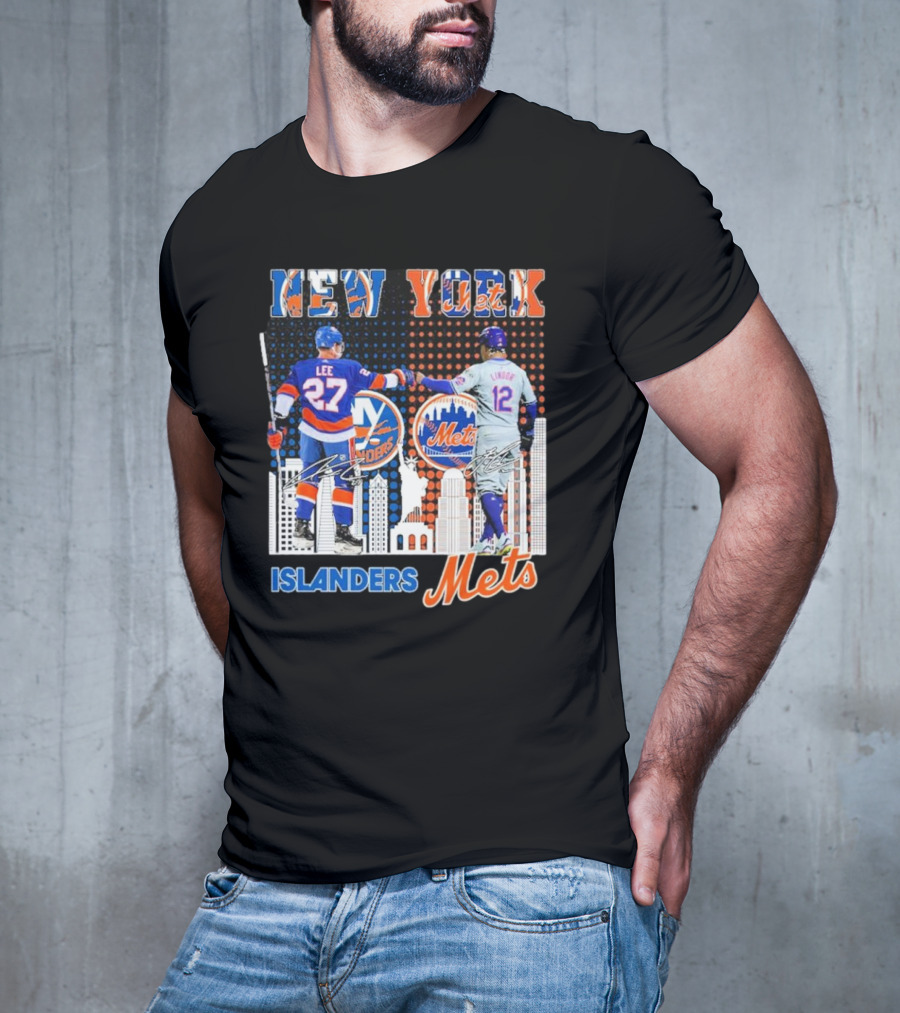 New York Islanders Mets Anders Lee Francisco Lindor Collaboration T-Shirt