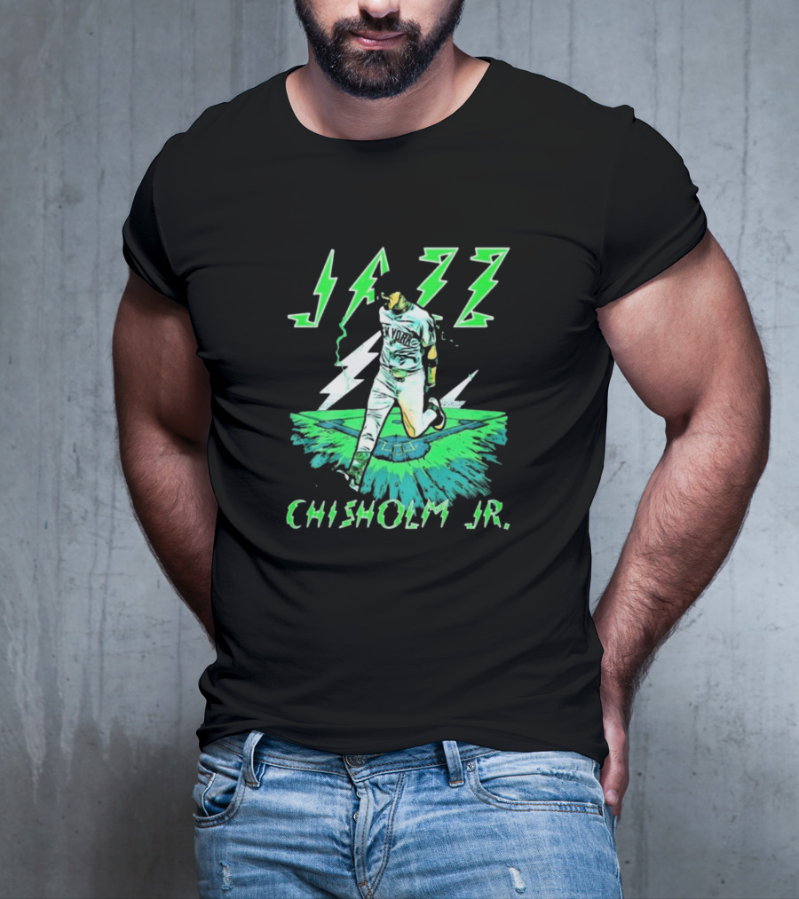 Jazz Chisholm Jr. New York Yankees Electric Green MLB Painting T-Shirt