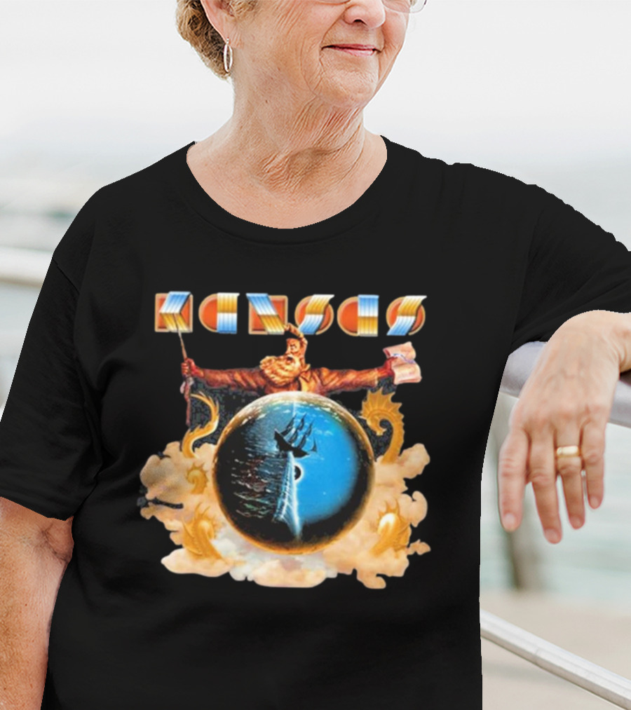 Kansas John Brown Nautical Ship In Storm Cloud Background T-Shirt