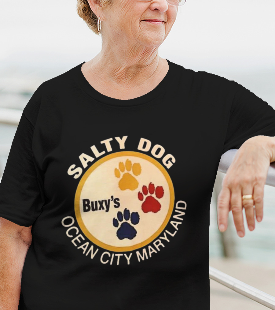 Salty Dog Buxy’s Ocean City Maryland Three Paw Prints T-Shirt