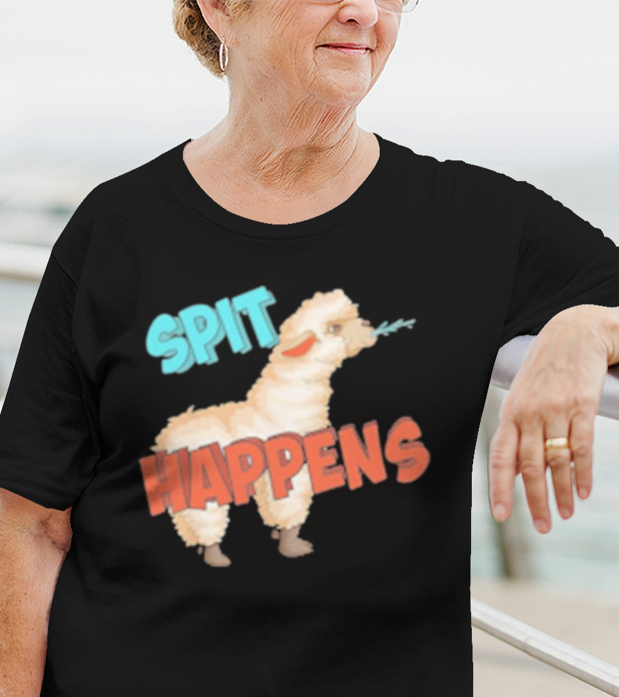 Spit Happens Llama Alpaca Chewing T-Shirt