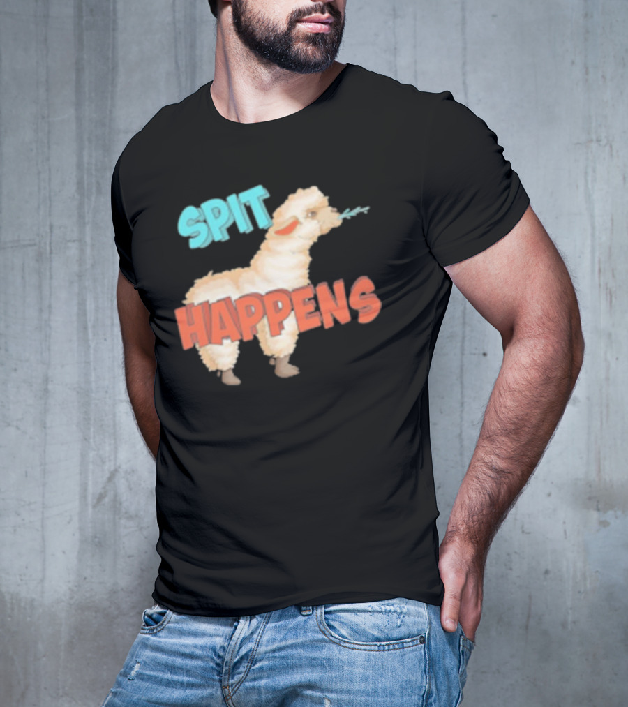 Spit Happens Llama Alpaca Chewing T-Shirt