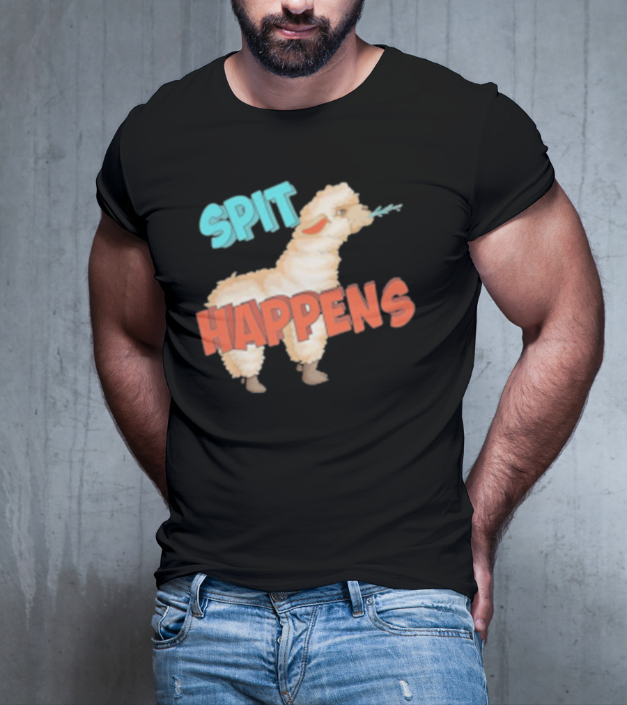 Spit Happens Llama Alpaca Chewing T-Shirt