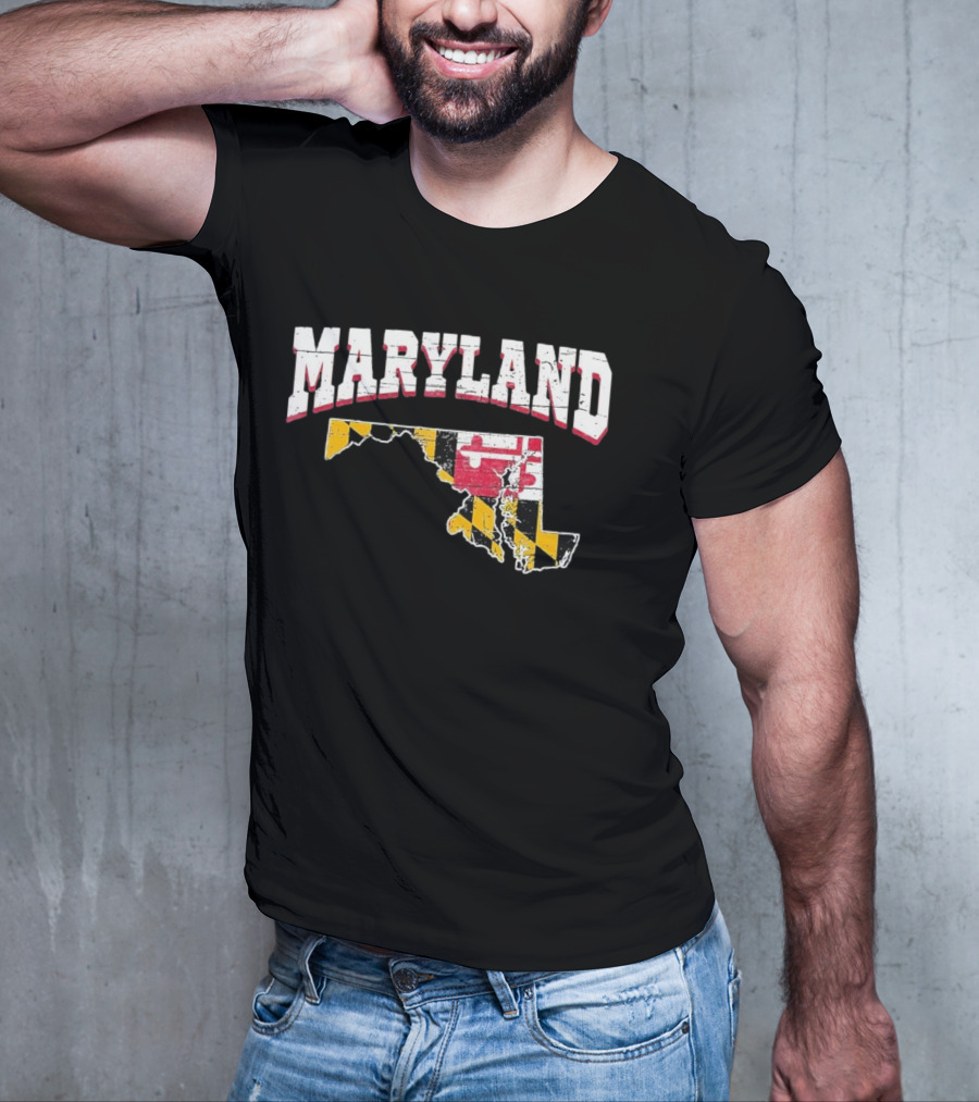 Maryland State Flag Map Proud Us Citizen America T-Shirt