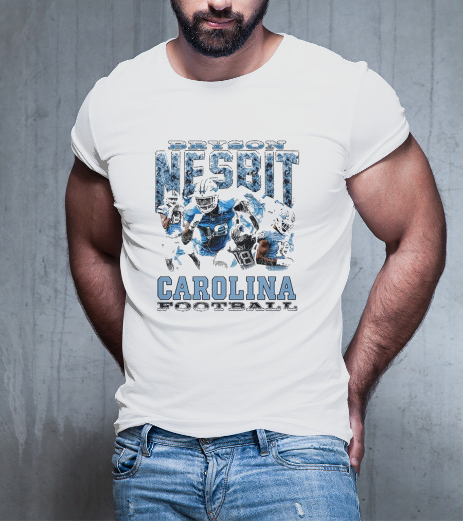 Bryson Nesbit Carolina Football Vintage Graphic Blue And Black T-Shirt