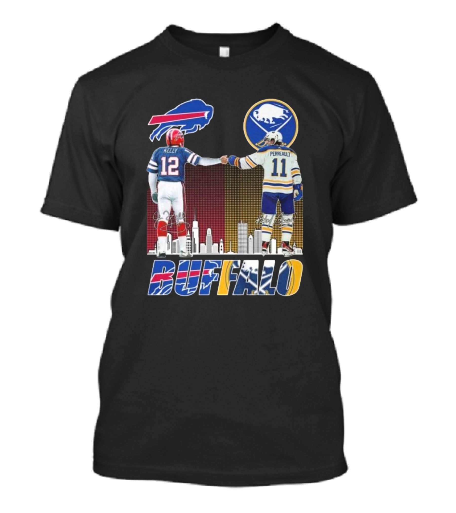 Buffalo Bills Sabres Kelly Perreault Signatures Skyline T-Shirt