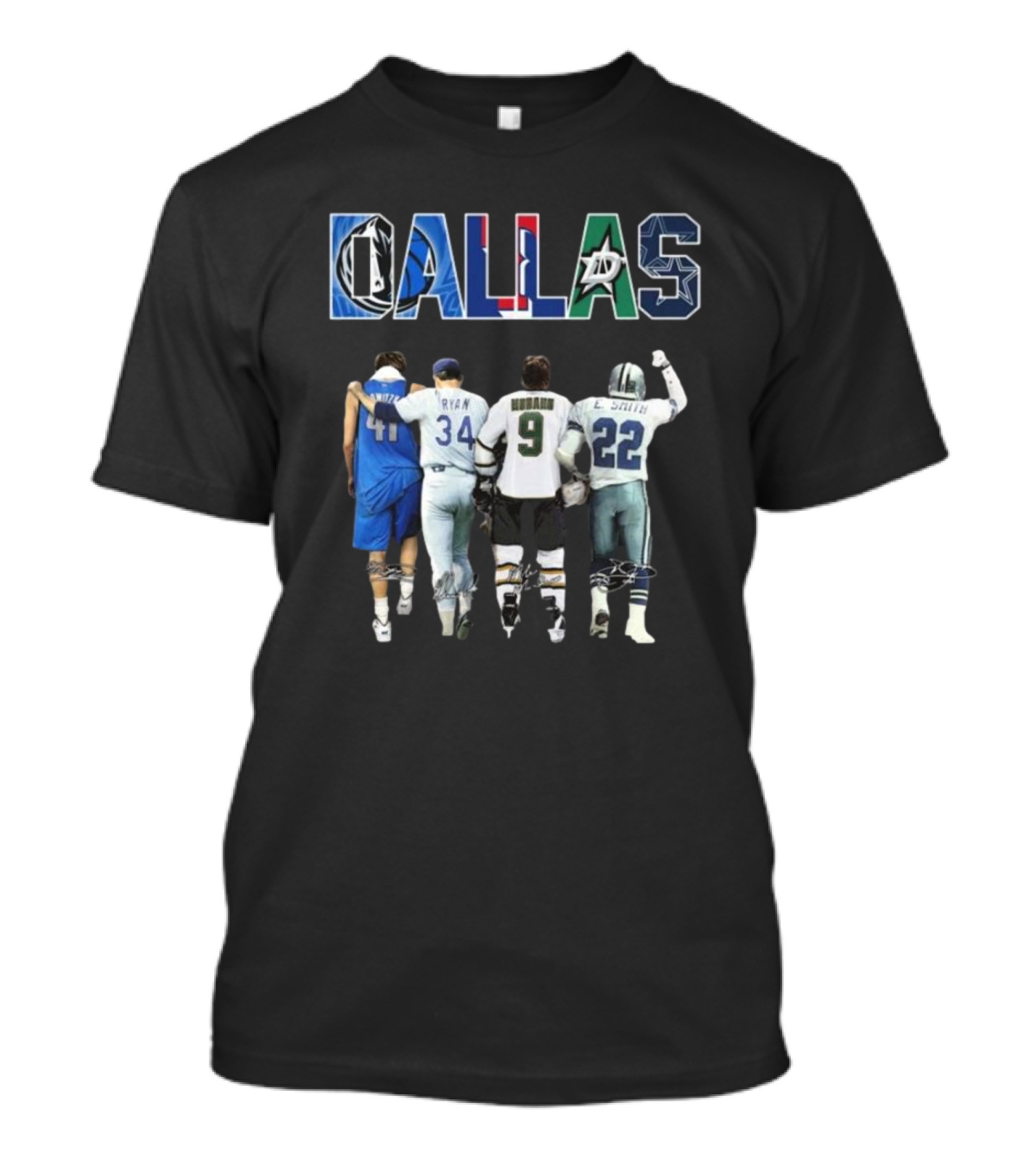 Dallas Mavericks Texas Rangers Dallas Stars Dallas Cowboys Legend Signatures T-Shirt