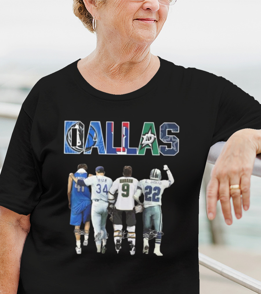 Dallas Mavericks Texas Rangers Dallas Stars Dallas Cowboys Legend Signatures T-Shirt