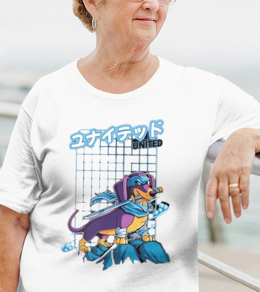 Dylan United Unitedgamer Bumi Ninja Dog On Rock With Sword And Blue Scarves T-Shirt