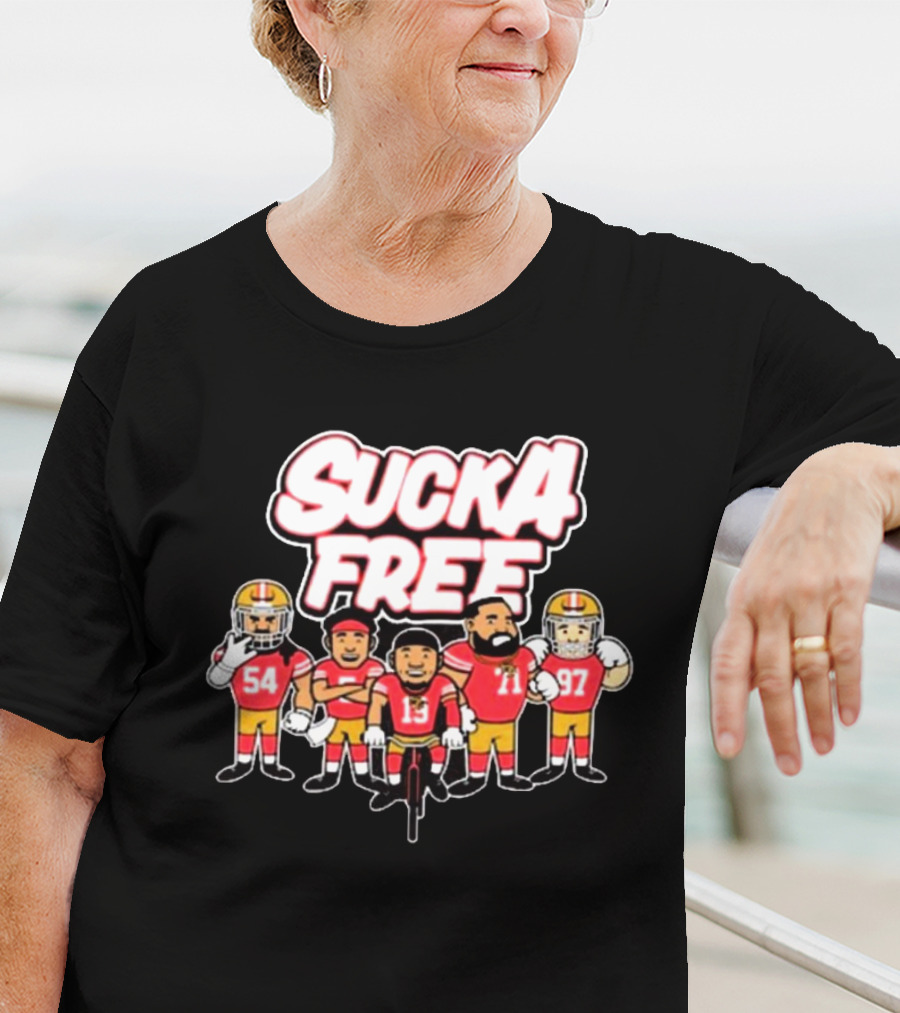 Sucka Free 5 San Francisco 49ers NFL Cartoon Players 54 13 71 97 T-Shirt