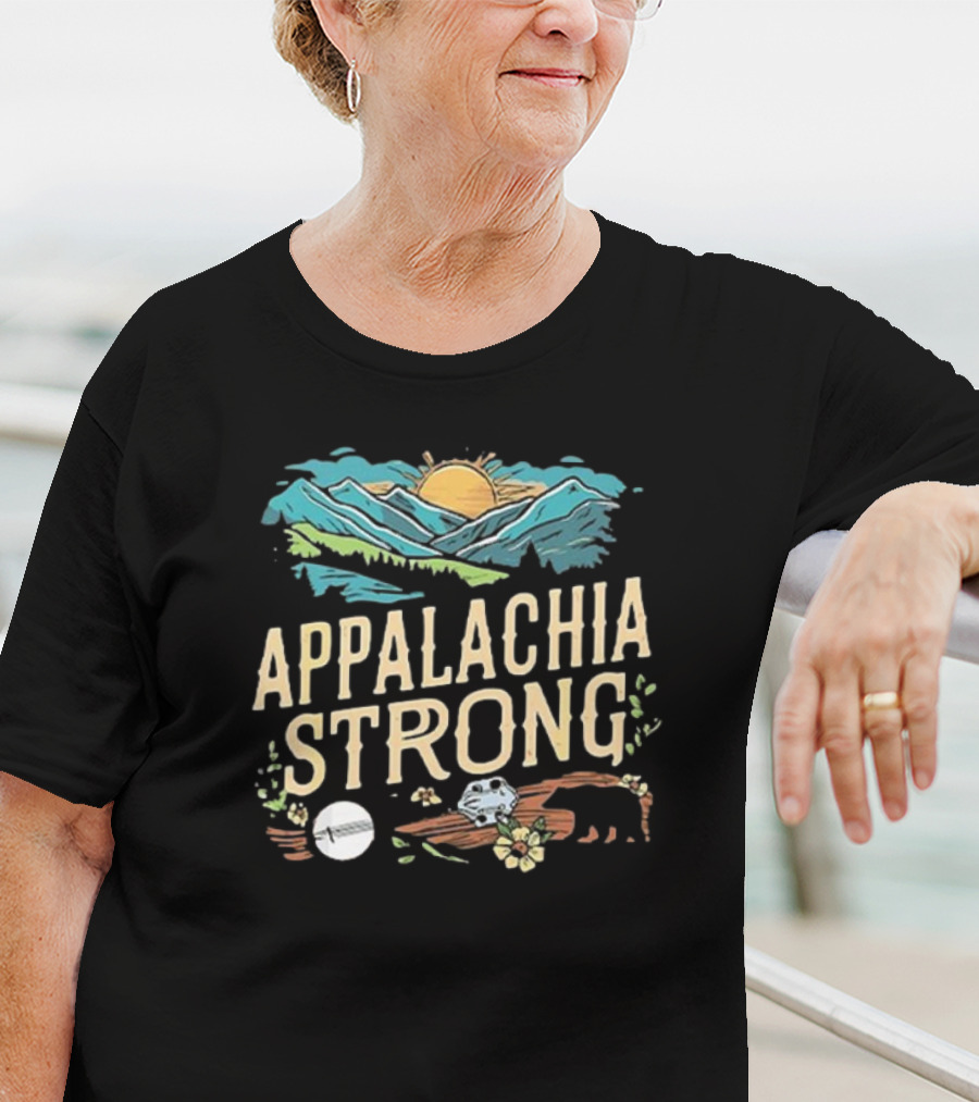 Appalachia Strong Mountain Sunrise Bear And Skull T-Shirt
