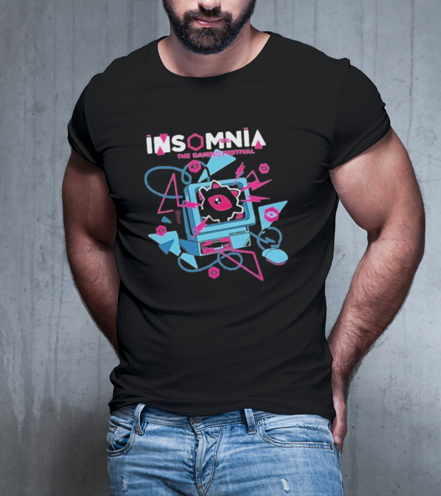 Insomnia The Gaming Festival I72 Retro Computer Neon Graphics T-Shirt
