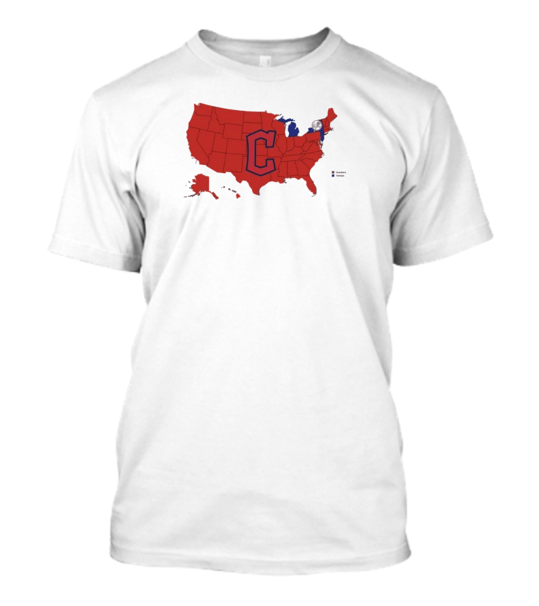 Map Of Who America Is Rooting For In The NLCS Cleveland Guardians MLB Logo USA Outline T-Shirt