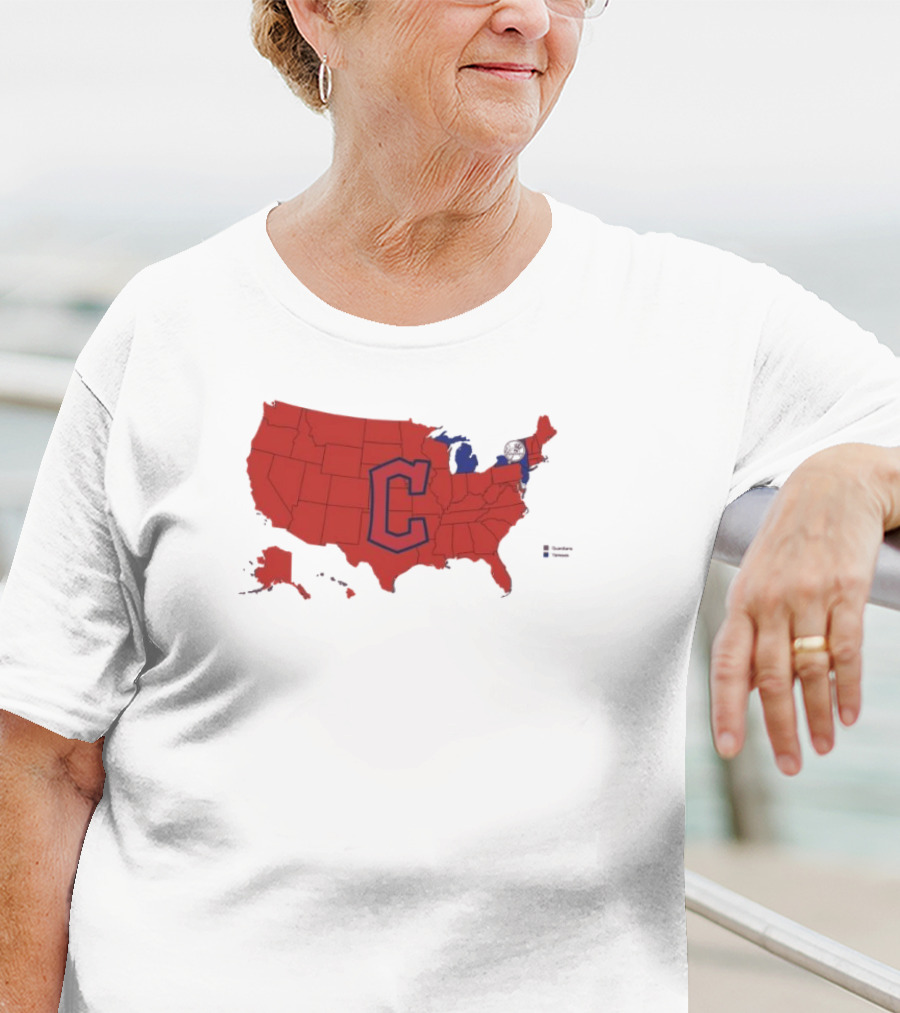 Map Of Who America Is Rooting For In The NLCS Cleveland Guardians MLB Logo USA Outline T-Shirt