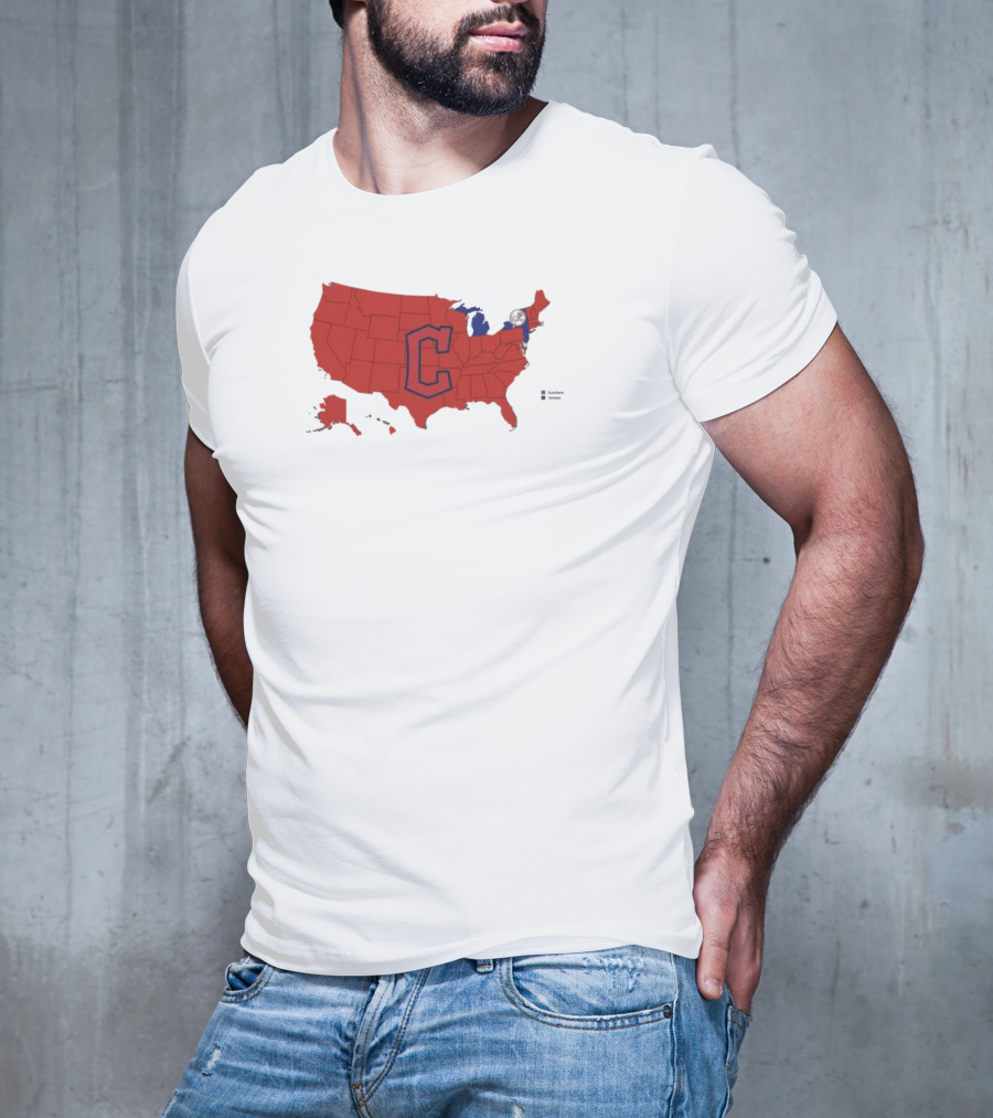 Map Of Who America Is Rooting For In The NLCS Cleveland Guardians MLB Logo USA Outline T-Shirt