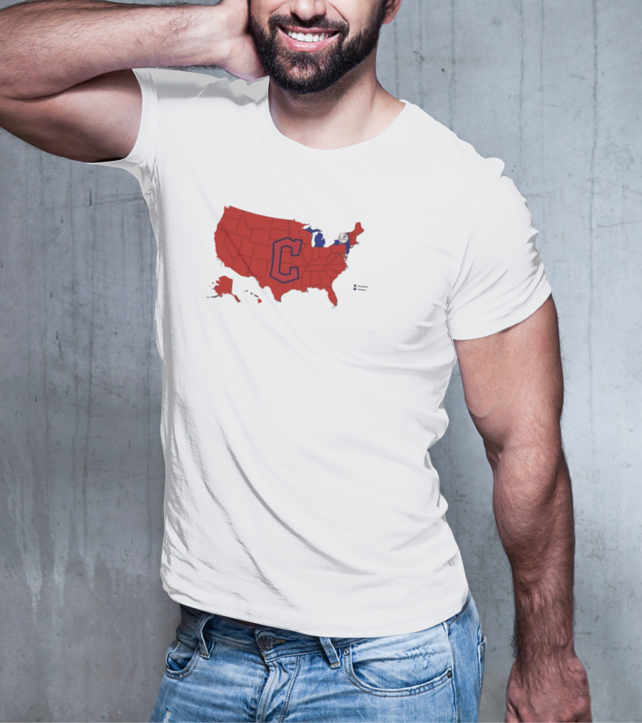 Map Of Who America Is Rooting For In The NLCS Cleveland Guardians MLB Logo USA Outline T-Shirt