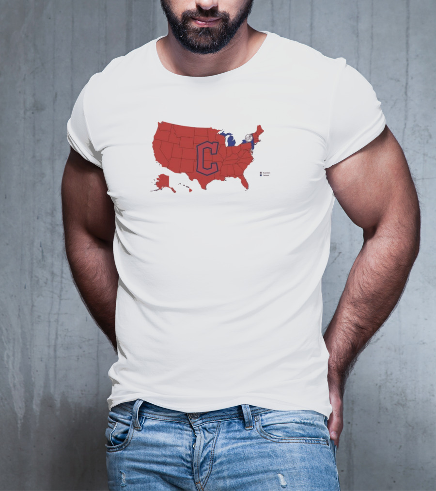 Map Of Who America Is Rooting For In The NLCS Cleveland Guardians MLB Logo USA Outline T-Shirt