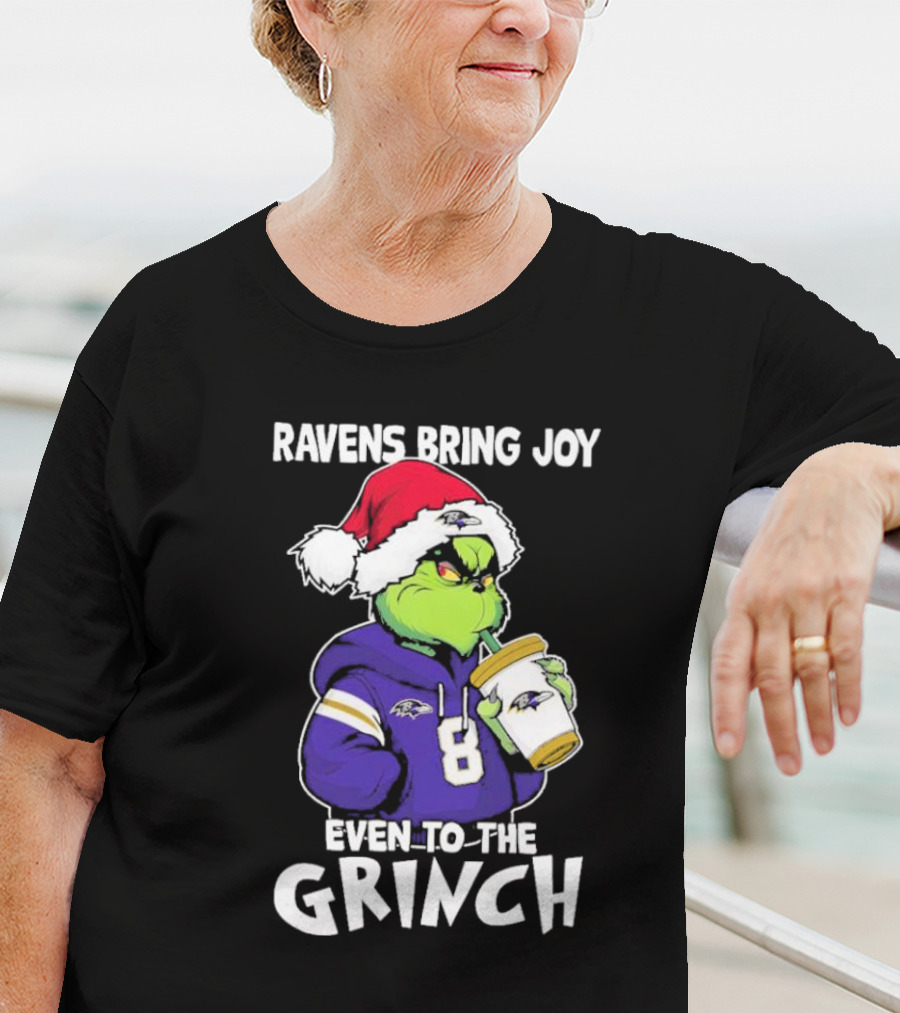 Ravens Bring Joy Even To The Grinch Christmas T-Shirt