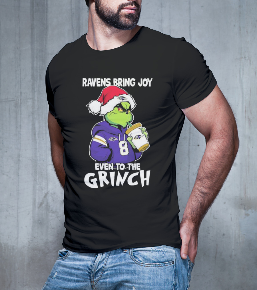 Ravens Bring Joy Even To The Grinch Christmas T-Shirt