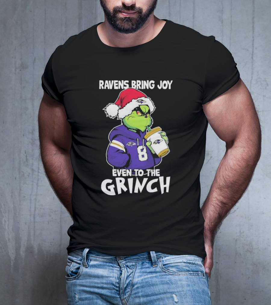 Ravens Bring Joy Even To The Grinch Christmas T-Shirt